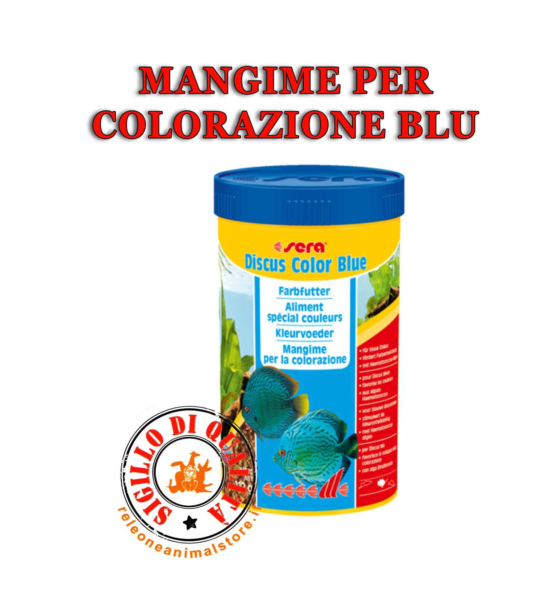 MANGIMI PER PESCI - releoneanimalstore - Sera Discus Color Blue Mangime per  Colorazione Discus Blu/Verdi 112 gr - 250 ml